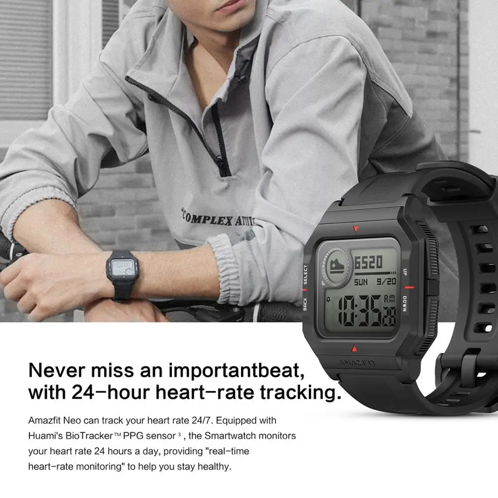 

Amazfit Neo Smart Watch 28 Days Battery Life Bluetooth Smartwatch 3 Sports Modes 5ATM Pai Health Assistant For Android IOS Phone