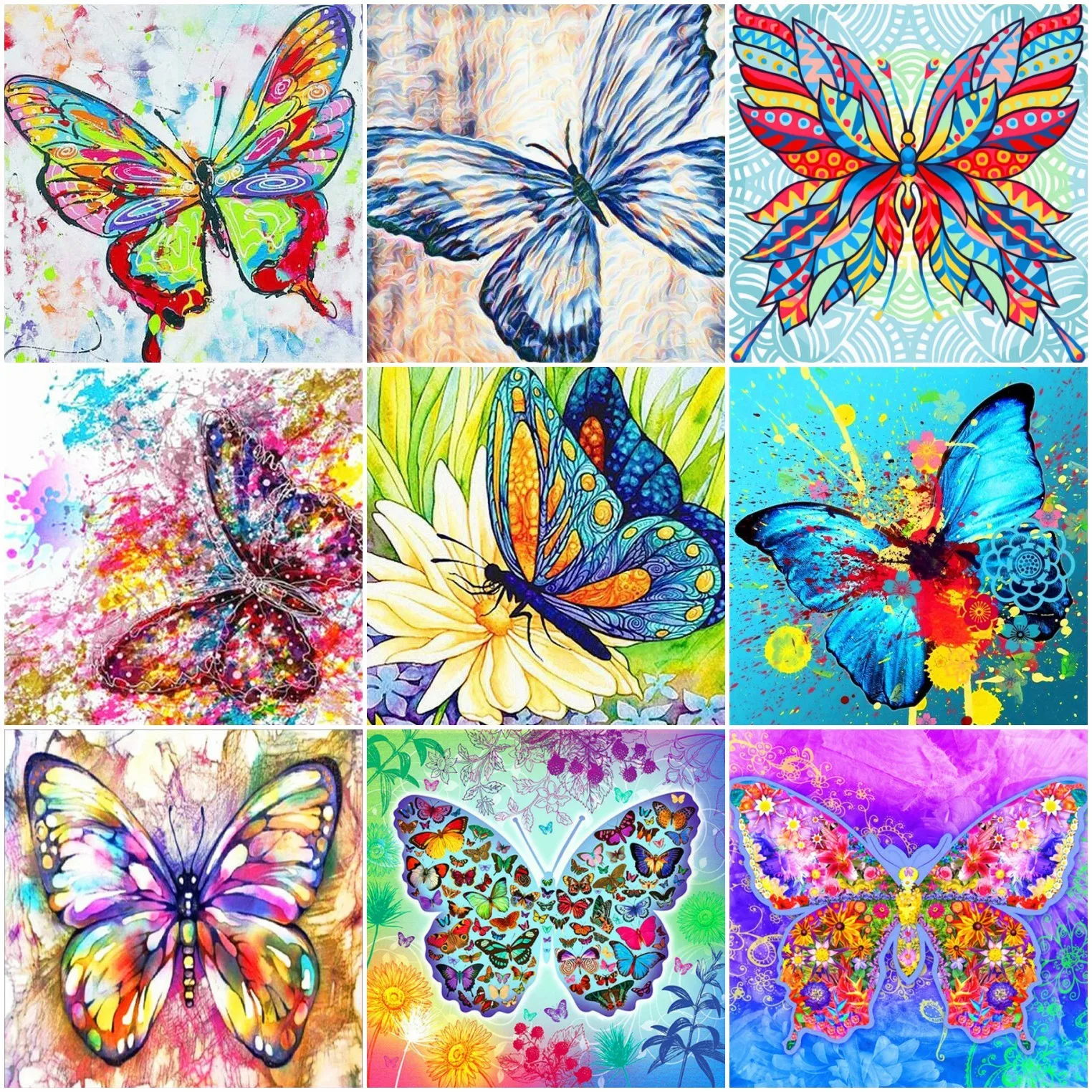 

AZQSD Full Square Diamond Painting Butterfly Cross Stitch Rhinestones Needlework Diamond Embroidery Animal Mosaic Home Decor