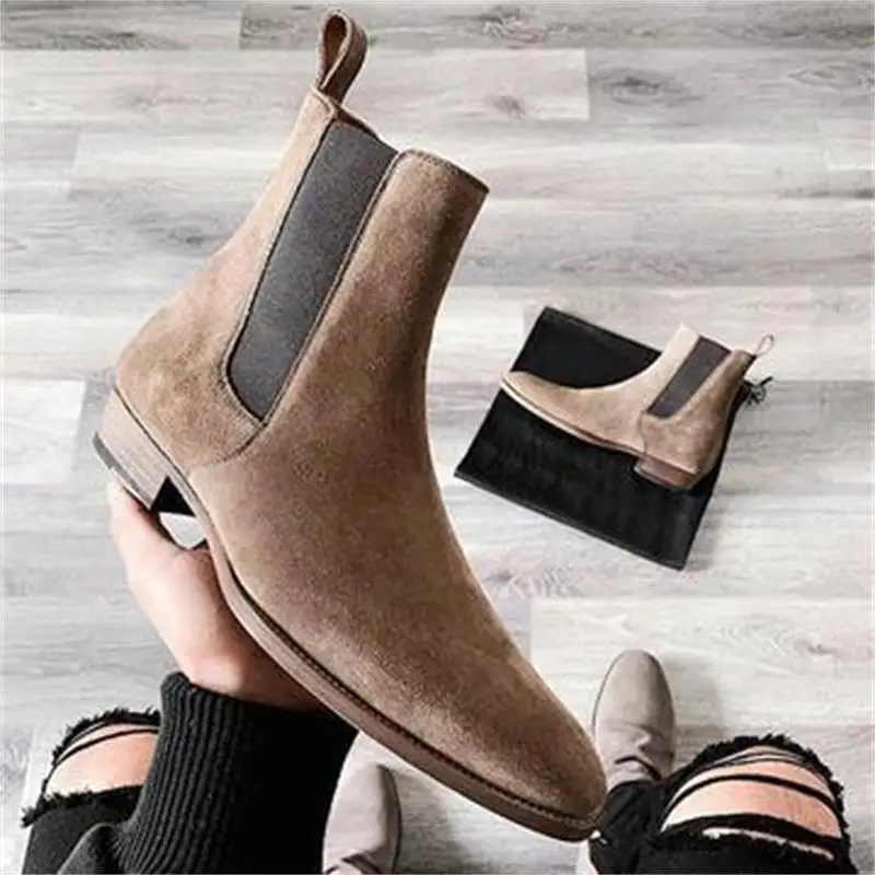 

Fashion Men's Suede Leather Shoes High Quality Retro Solid Color Slip-on Men's Boots Casual Fashion Zapatos De Hombre HA703