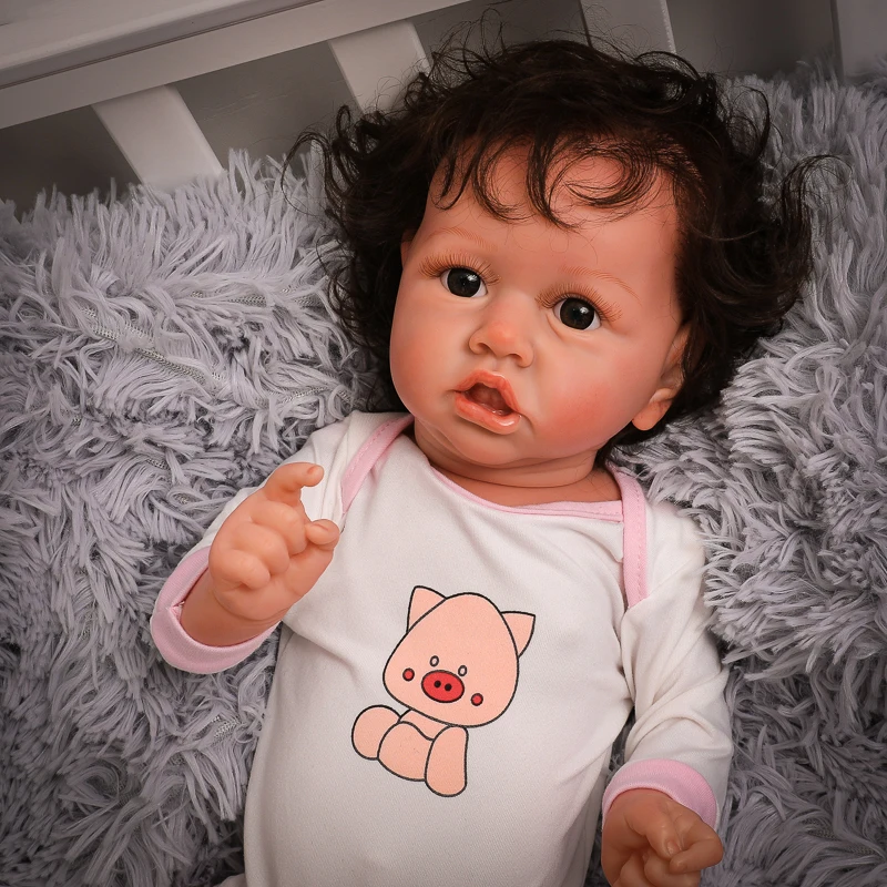 

Hot Sale 22 Inch Reborn Doll Simulation Baby Soft Silicone Toy To Accompany The Play House Children Doll Toy Christmas Gift.