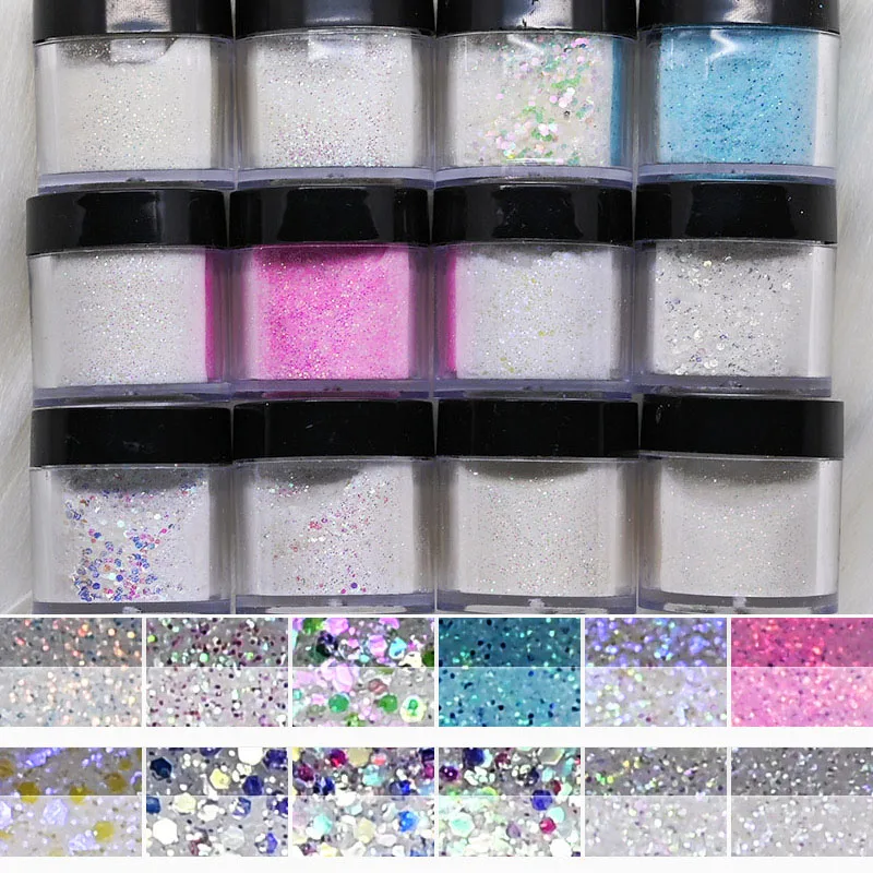 

12Colors Acrylic Powder Diamond Dip Nail Glitter 2 in 1 Acrylic/Dip Powder 10ml/Jar Diamond Sparkle Acrylic Powder For Nail &*&
