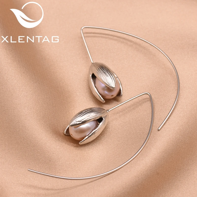 XlentAg натуральные пресноводные розовые жемчужные серьги подвески для дочери