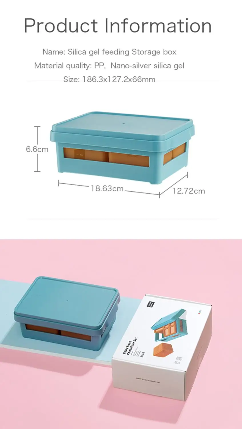 

BC Babycare 6Pcs Silicone Baby Food Storage Containers Infant Fruit Breast Milk Storage Box Ice Cube Mold Freezer Tray Crisper