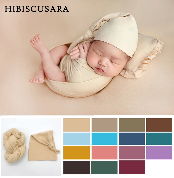 Soft Strong Stretch Baby Wraps Newborn Infant Elastic Photography Swaddlings With Hat Bebe Photo Props Wrap Blanket 40*165cm