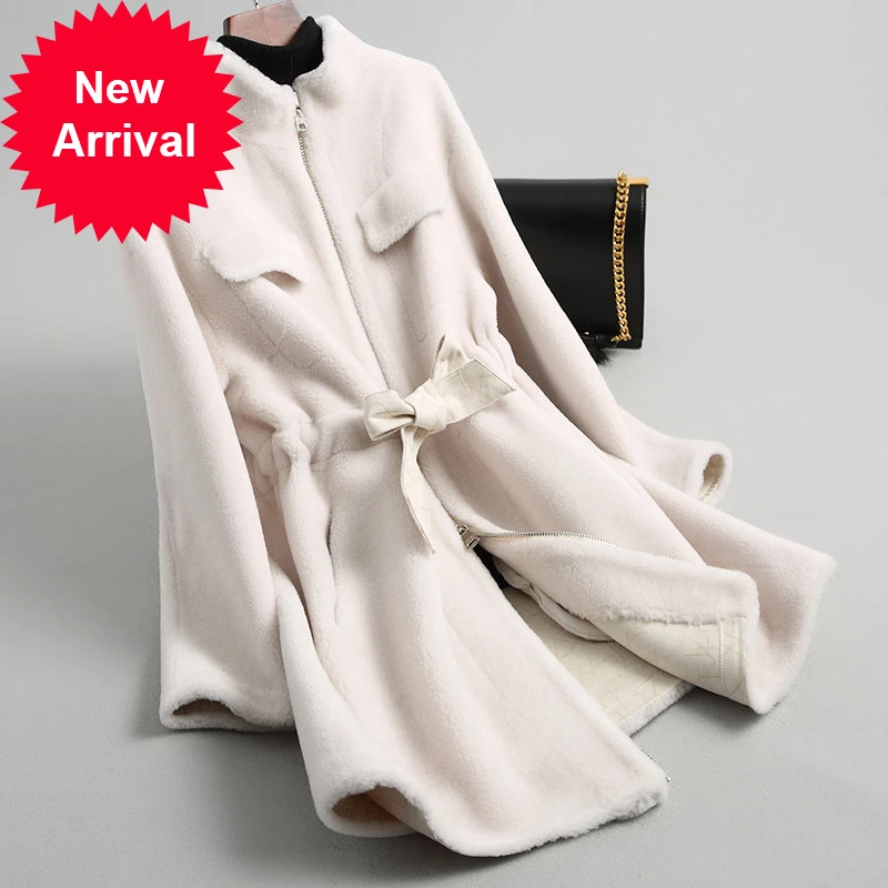 

Женское зимнее меховое пальто A18196 из натуральной шерсти, теплая куртка, пальто, женские парки большого размера