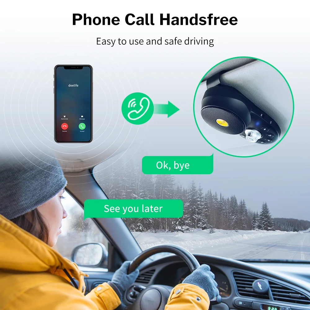 Deelife Handsfree Bluetooth автомобильный комплект динамик телефон для авто Солнцезащитный