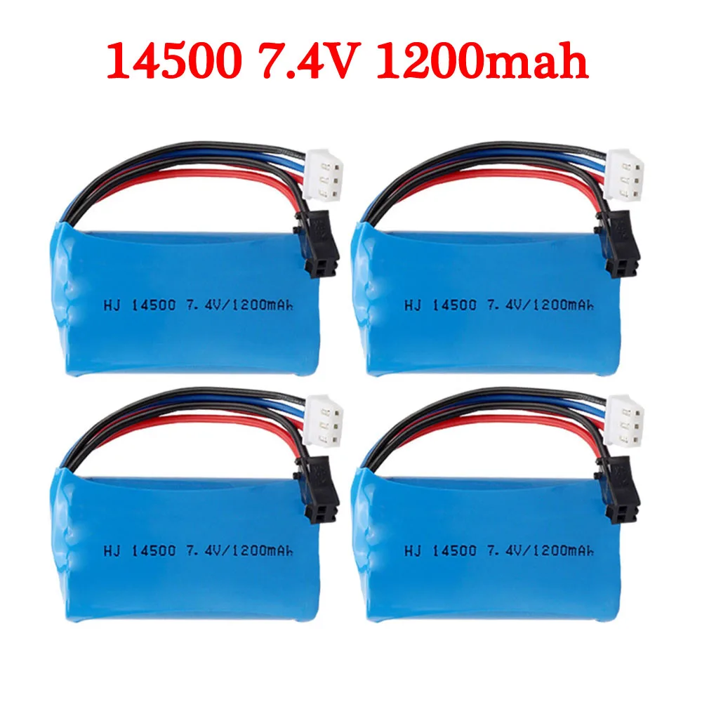 

1-5Pcs 7.4V 1200mAh 14500 Li-ion battery SM for Electric Toys water bullet gun toys accessory 7.4V battery for Vehicles RC toy