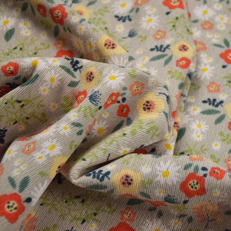 Полуметровая свежая Красивая Вельветовая ткань с маленьким цветочным принтом