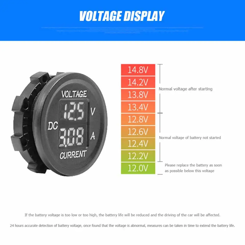 Цифровой вольтметр амперметр с светодиодный ем для автомобиля грузовика