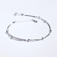 wholesale silver color round bead bracelet lucky double layer transport bead for women girl gift fashion jewelry