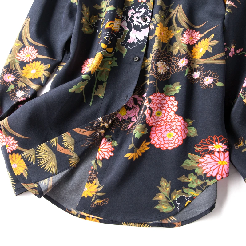 SuyaDream женская блуза с длинными рукавами цветочный принт 100% натуральный шелк