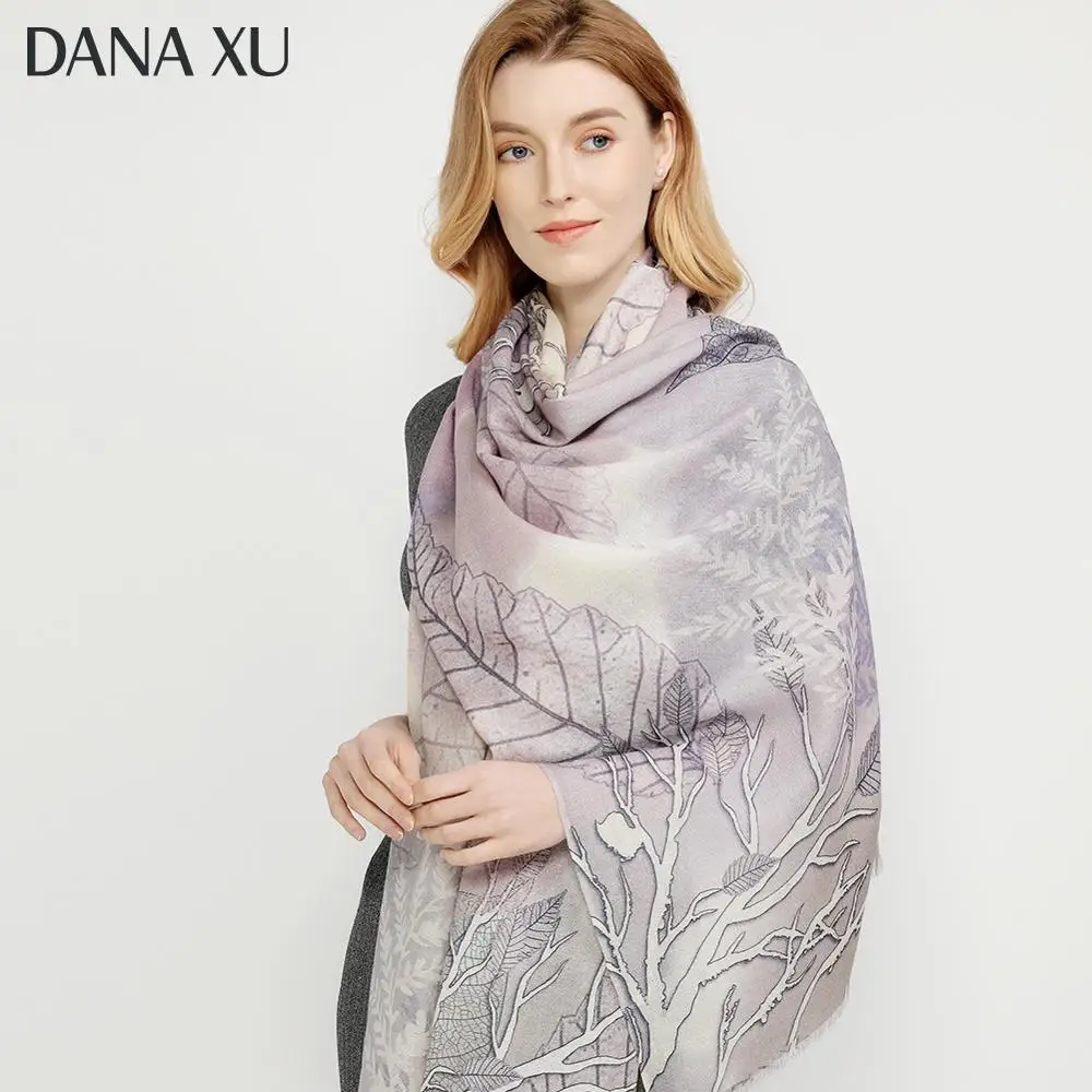 Женские кашемировые шарфы зимние теплые мягкие шали из пашмины шерстяные