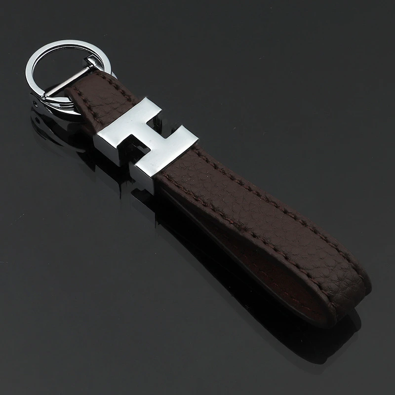 Брелок для ключей с буквой H кожаный в форме подковы |