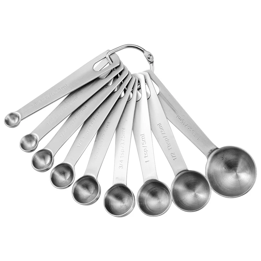 

Stainless Steel Measuring Cup Measuring Spoon Set 9 Piece Set with Scale Seasoning Spoon Set Baking Meter Measuring Spoon