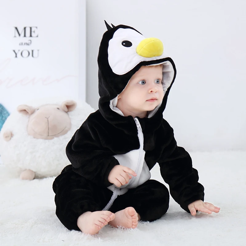 Penguin Одежда для новорожденных; детские комбинезоны; зимние комбинезоны для мальчиков и девочек; комбинезоны Кигуруми для младенцев; комбинезоны с рисунками животных; пижамы; Ropa Bebe; костюмы - Цвет: Penguin