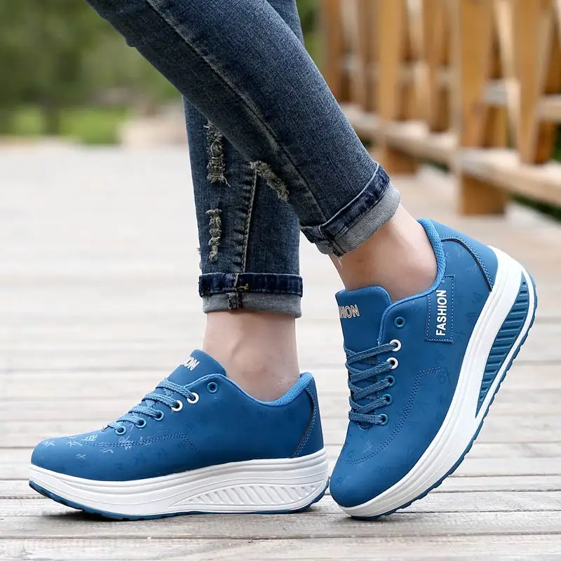 Wedges shoes woman 2021 solid lace-up height increasing platform sneakers women waterproof de mujer | Обувь