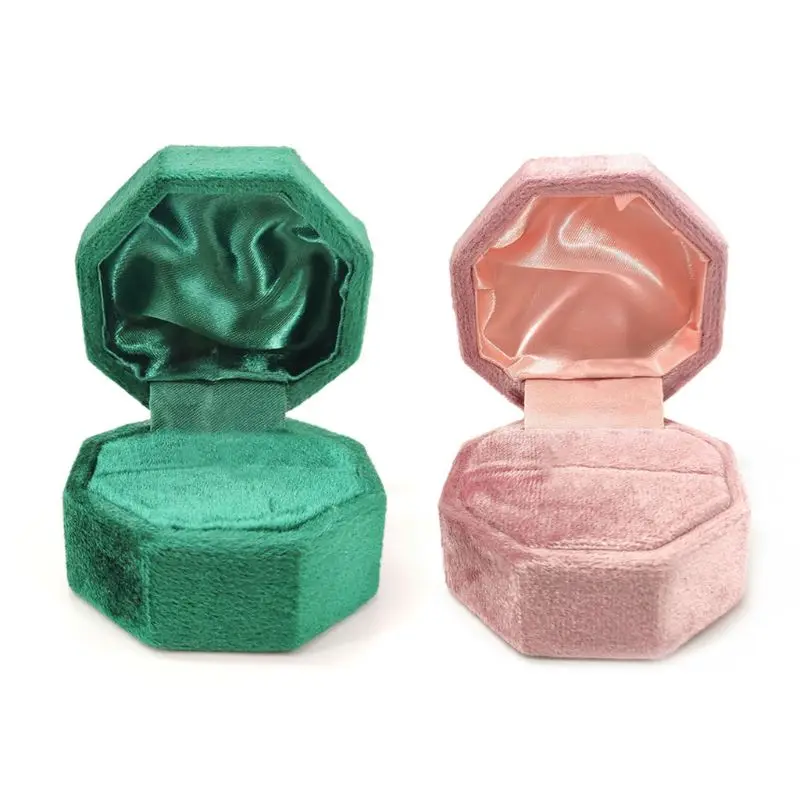 

Velvet Single Ring Box Octagon Wedding Ceremony Ring Box for Jewelry with Lid