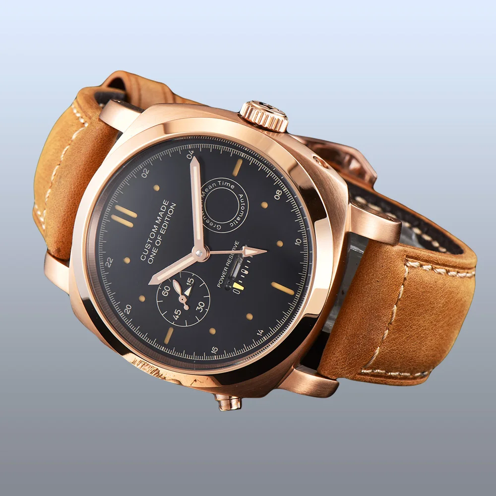 Часы 44 мм Мужские автоматические движения запас мощности световой указатель