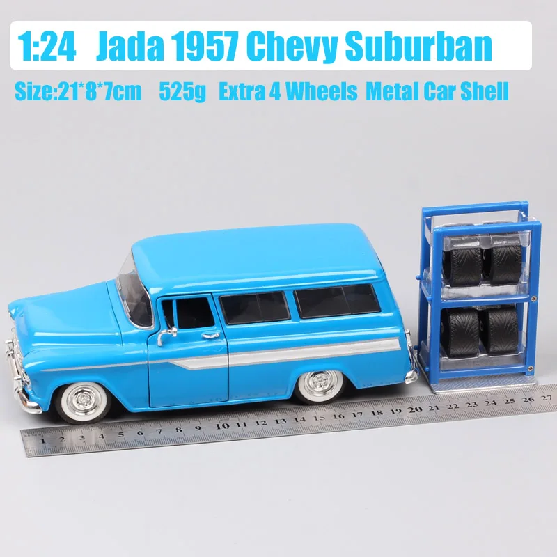 1/24 Jada Bigtime классика GM 1957 Шевроле SUV спортивные Diecasts автомобили металлические модели весы игрушки Бесплатные Шины - Цвет: 1957 ChevySuburban