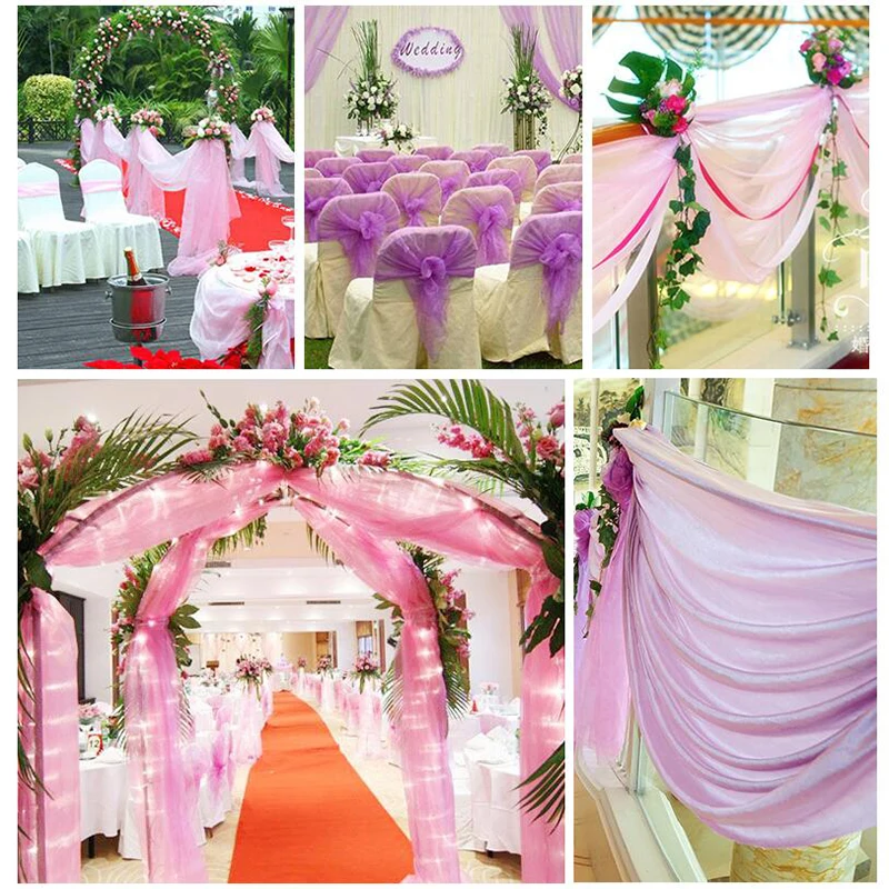 5 м с украшением в виде кристаллов органза бантом тюль рулон ткани для свадебная