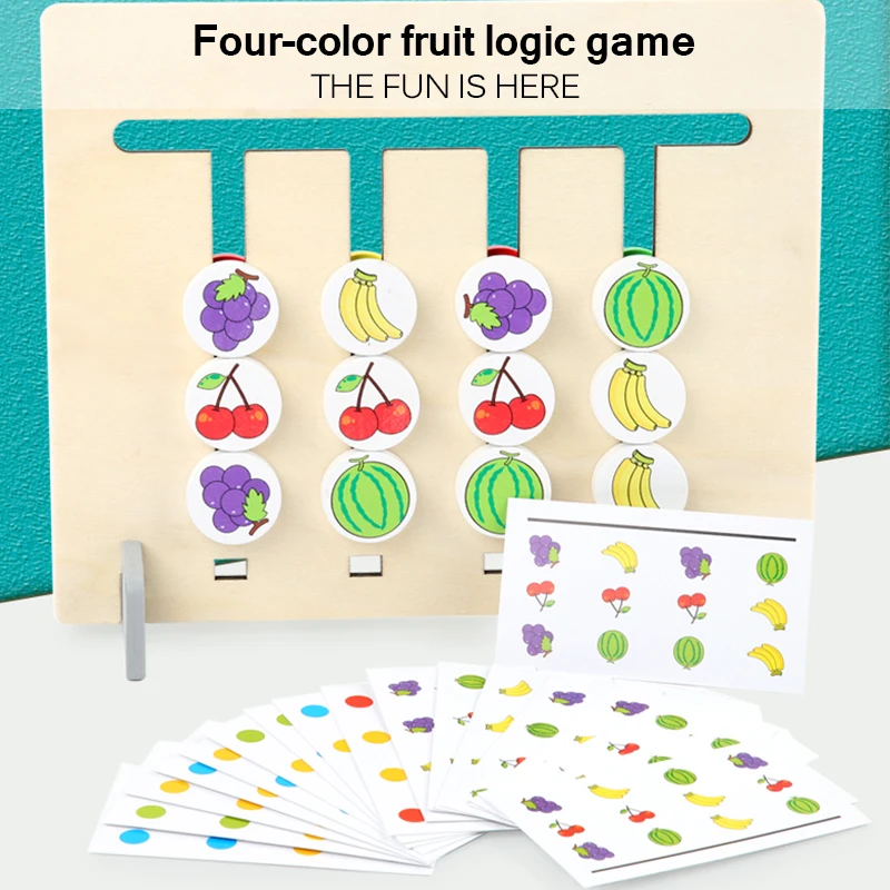 

1 Set Colors Fruits Double Sided Matching Game Logical Reasoning Training Educational Toys Children Wooden Toy
