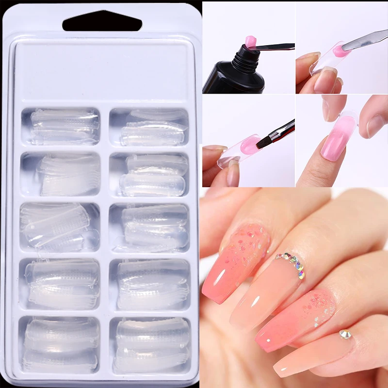 

1 Box Quick Building Nail Mold Tips Nail Dual Forms Finger Extension Nail Art UV Extend Gel Nail Extension Tool