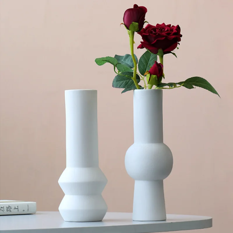 

Nordic Style Ceramics Desktop Vase Ornaments Living Room Flower Arrangement Art Dried Flower Vases Home Decoration Accessories