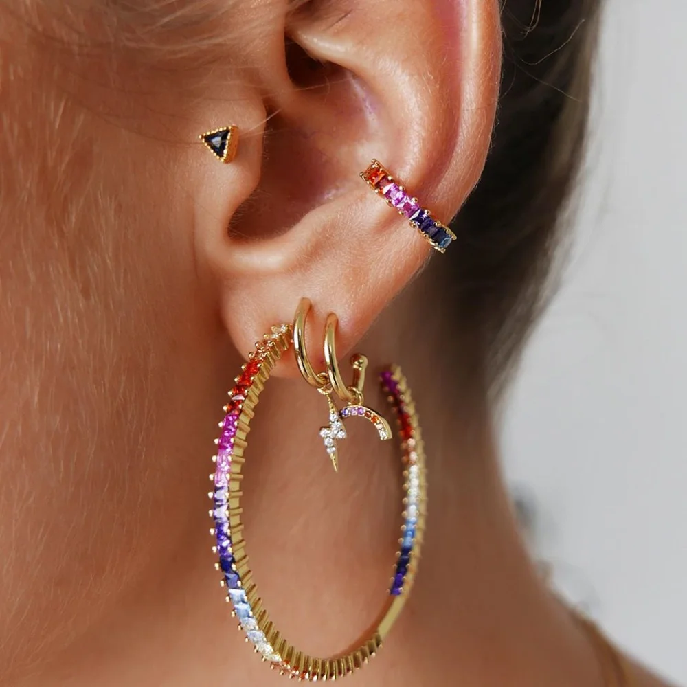 New Fashion Crystal Metal Ear Cuff Set for Women Boho Trendy Cuff Statement Rhinestone Clip Earrings Earcuffs Jewelry Wholesale