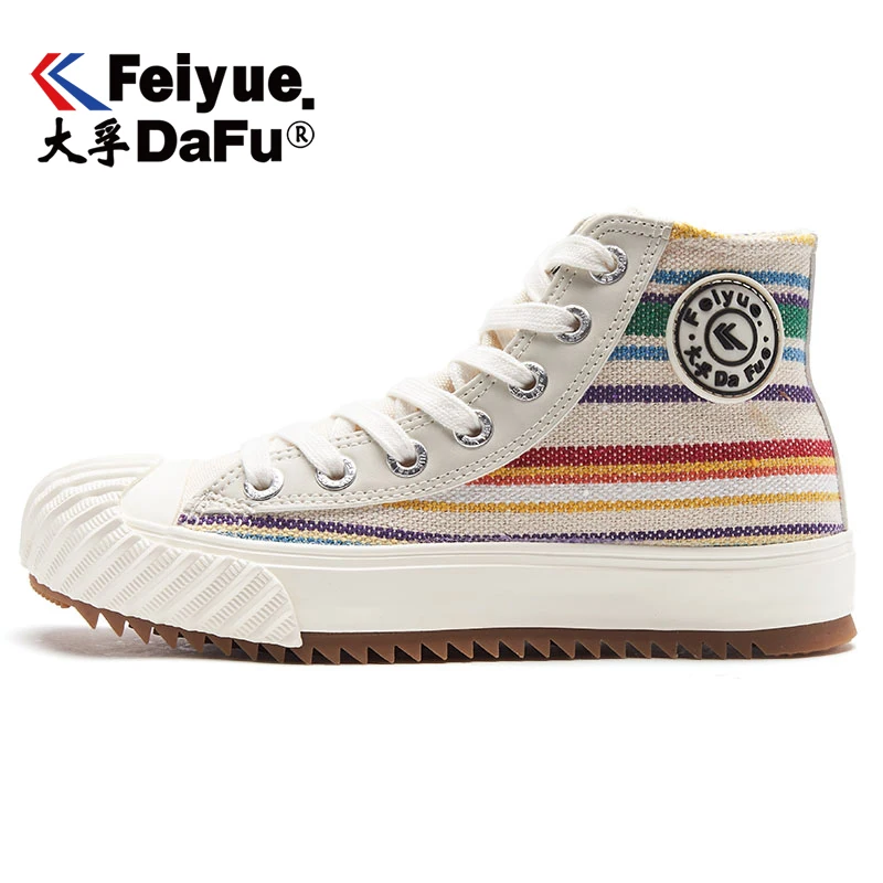 Feiyue/парусиновая обувь с высоким берцем; Новинка 855 года; сезон осень; Вулканизированная обувь; обувь на плоской подошве; женская и мужская эластичная стелька; 2 цвета; повседневные кроссовки