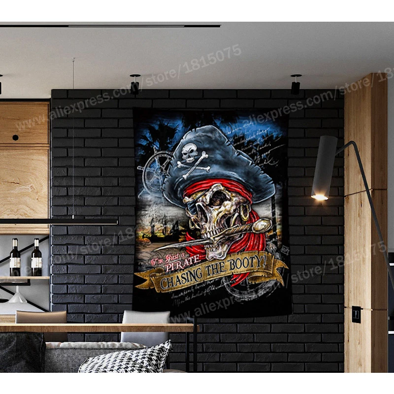 Rock Music Skull Poster Hanging Flag Banner Home Decoration Wall Art 4 Gromments In Corners 3*5FT 144CM*96CM | Дом и сад