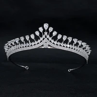 cubic zirconia wedding bridal princess tiara crown women girl prom hair jewelry accessories real platinum plated ch10318