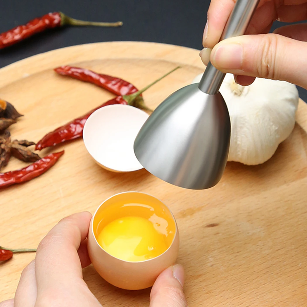 

justdolife Stainless Steel Boiled Egg Topper Shell Top Kitchen Tool Cutter Knocker Opener Egg Accessories Kitchen Gadget