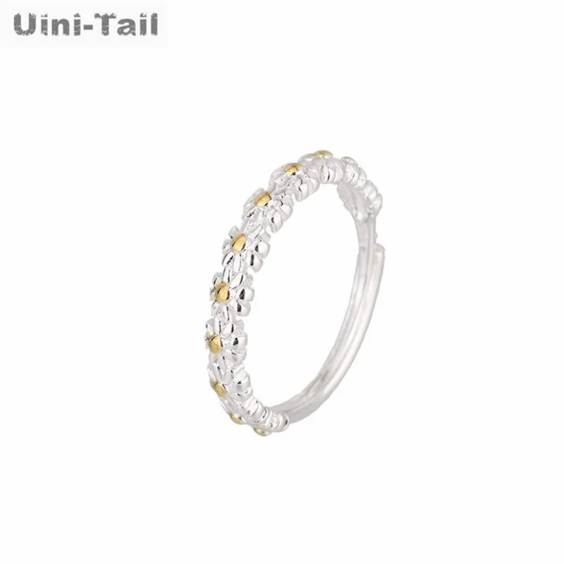 Uini-Tail hot selling new 925 Tibetan silver small chrysanthemum open ring simple temperament beautiful fashion jewelry JK096