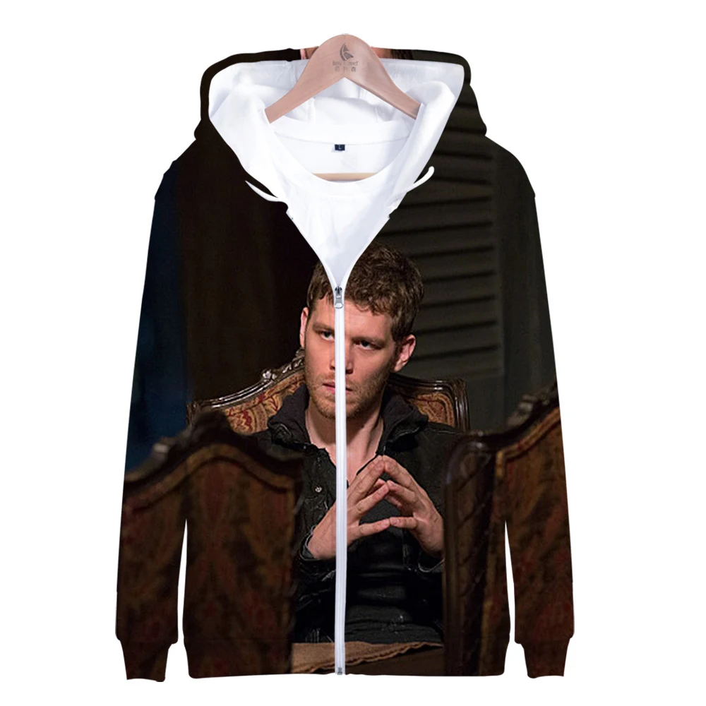 

Новинка 2020, лидер продаж, толстовки на молнии с 3D принтом Никлаус микелсон для мужчин и женщин, модная толстовка на молнии в стиле Харадзюку ...