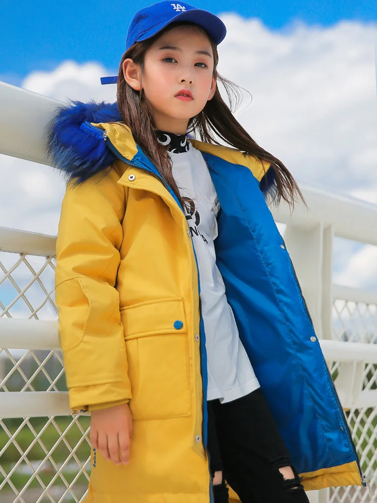 2019 детская зимняя куртка/пальто с натуральным мехом одежда для маленьких девочек