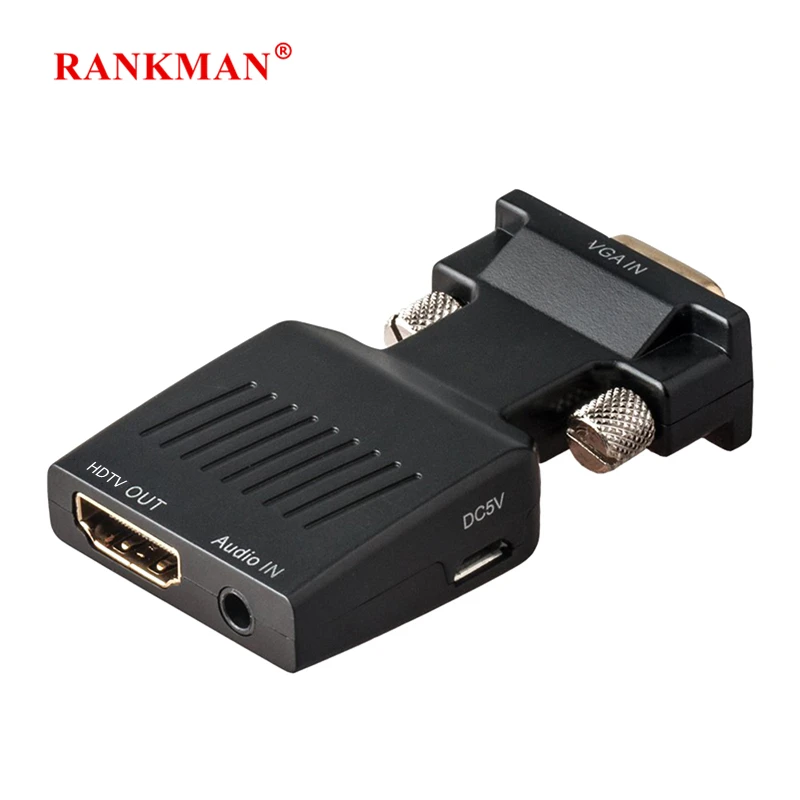 Конвертер Rankman VGA папа HDMI совместимый мама с аудиоадаптерами кабелями 720/1080P для HD
