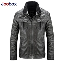 joobox fashion winter autumn leather jacket men stand collar motorcycle washed retro leather jacket european size mens coats