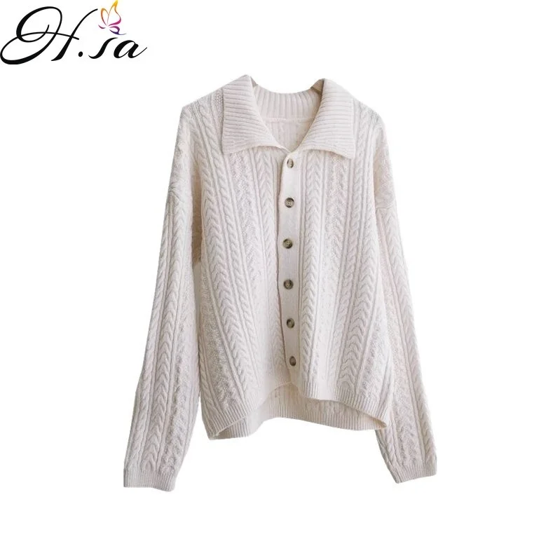 Женский кардиган с отложным воротником Hsa сетчатый свитер в стиле ретро верхняя