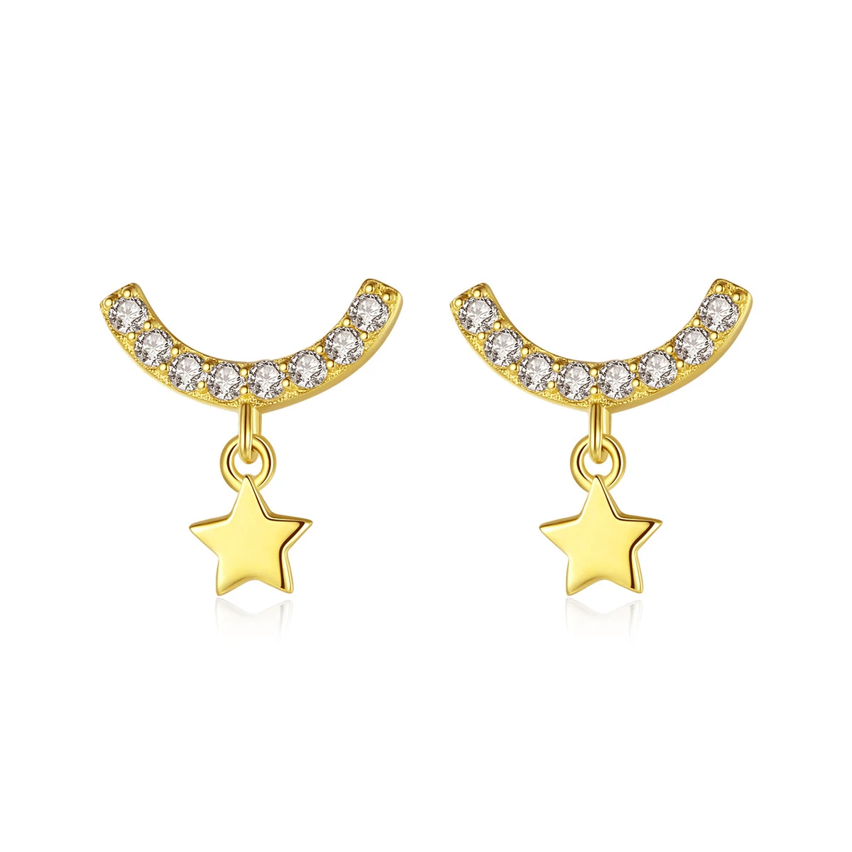 

MetJakt 14K Gold Fashion Creative Five-pointed Star with Zircon Temperament Female Earrings