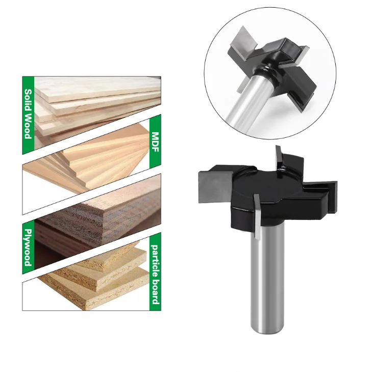 Т-образная фреза с четырьмя краями резец для чёрной древесины гравировального