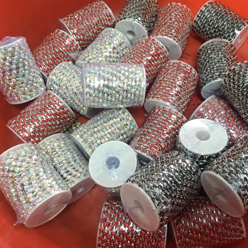 RESEN SS28 6mm Crystal Rhinestone Chain Trimming Yard 28ss Cup Sliver/Gold Metal For DIY Sewing | Дом и сад