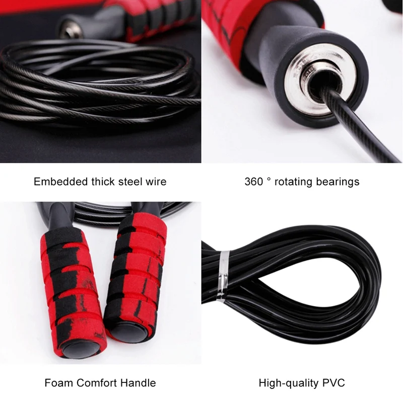 

Skipping Ropes Tangle-Free With Ball Bearings Rapid Speed Cable And 6 Memory Foam Handles Ideal Jump Rope