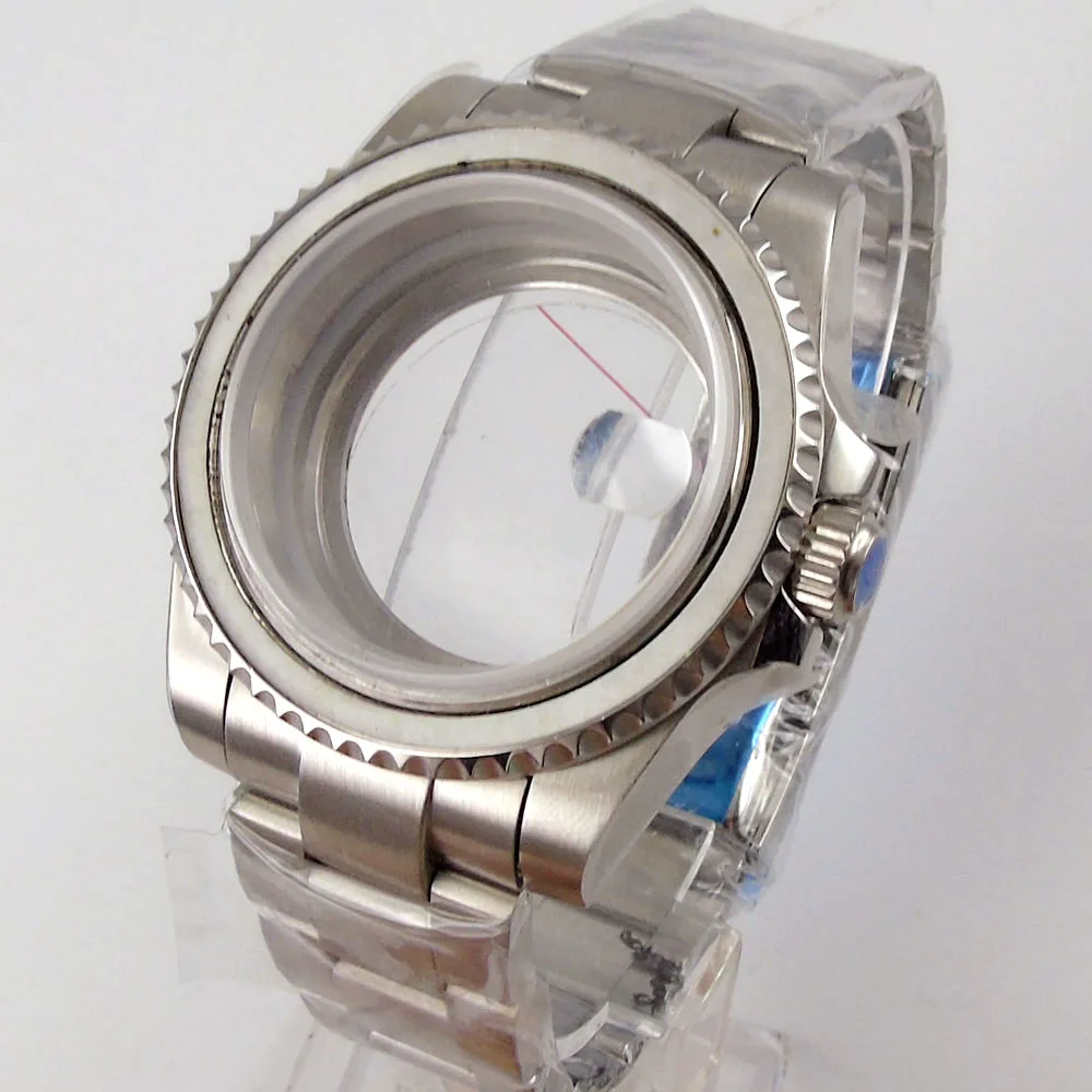 316L Stainless Steel Silver Color Watch Case Sapphire Glass for NH35 NH36 Rotating Bezel Solid Backcover Screw Down Crown