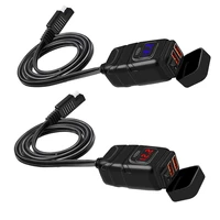 motorcycle handlebar 12v sae dual qc3 0 usb car charger adapter with voltmeter dual usb super fast charger