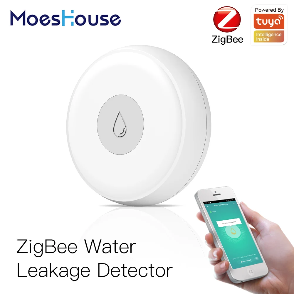 Умный датчик утечки воды ZigBee, система сигнализации Tuya/Smart Life с дистанционным управлением через приложение - изображение