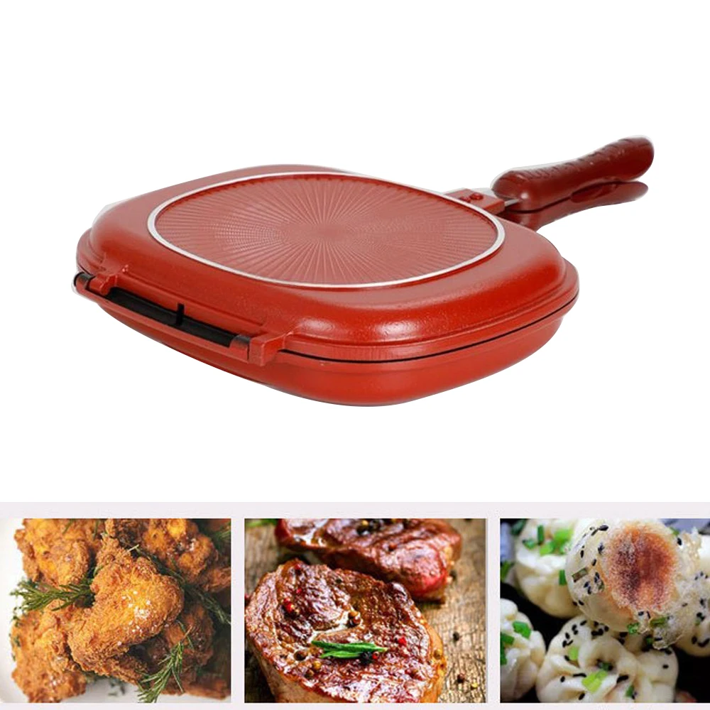 

Double-Sided Frying Pan Smoke-free Non-Stick Barbecue Tool Cookware Stable Durable Steak Grill Pot Utensils Kitchen Cookware