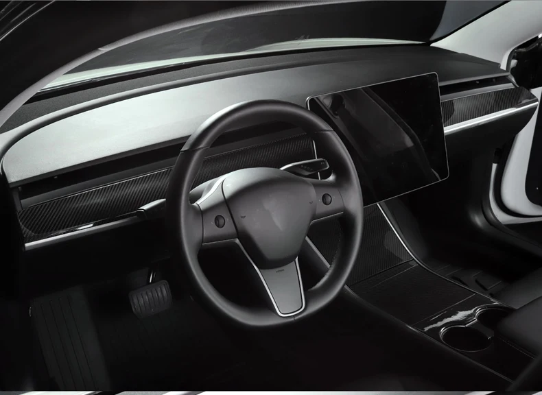 LUCKEASY для Tesla модель 3- Автомобильный Центральный контроль истинное углеродное волокно приборная панель