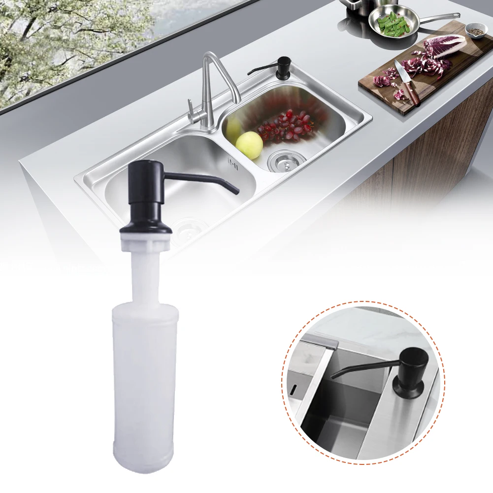 

300ml Kitchen Sink Soap Dispenser ABS Dispenser Detergent Liquid Soap Lotion Dispensers Stainless Steel Head Kitchen Items
