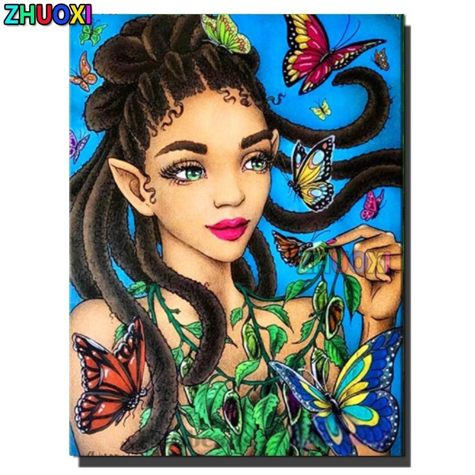 

5D DIY Diamond Painting Butterfly Beauty Elf Picture Of Rhinestones Diamond Embroidery Cartoon Mosaic Kits Handmade Hobby Gift
