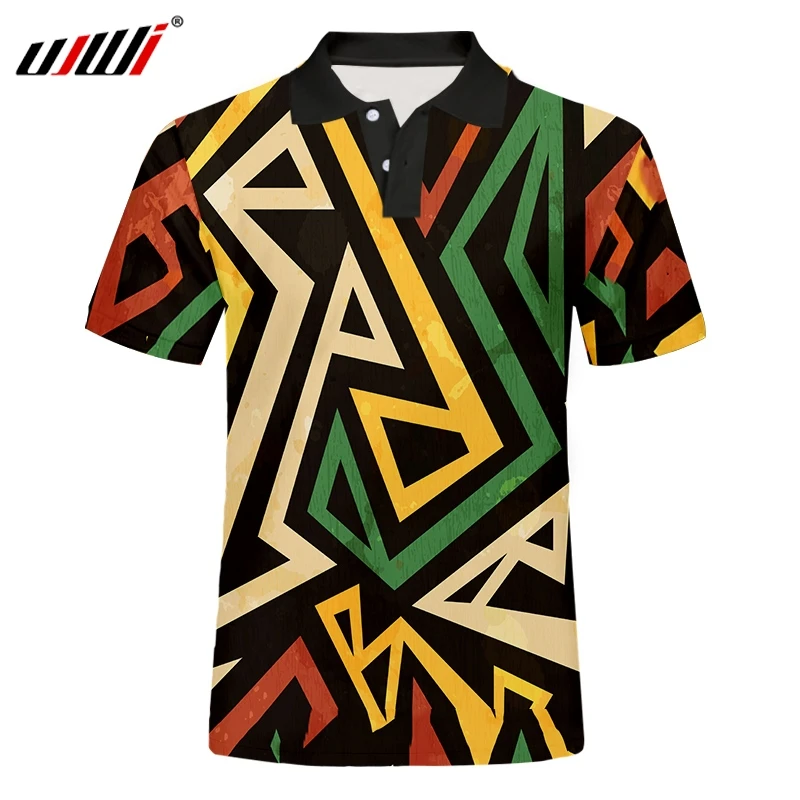 

UJWI New Fashion Men's Polo Shirt 3D Printing Geometric Colorful Casual Polo Daily Wearing Hip Hop Multicolor Top POLO Dropship